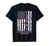 Fight Flag Purple Ribbon Support Pancreatic Cancer Awareness T-Shirt