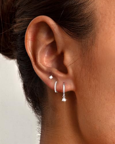 Image of Freekiss 3 Pairs Gold Hoop Earrings Set: Dainty Stud Earrings Trendy Small 14K Gold Plated Hypoallergenic Dangle Cartilage Huggie Hoop Earrings for Women Gold Jewelry for Women Gifts