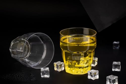 Image of Round Polycarbonate Unbreakable Drinking Glass Set of 6 (300 ml, Transparent) - Plastic Tumblers for Water, Juice, Beer & Cold Drinks | Reusable Glass for Home, Kitchen, Restaurant (ICED-Clear)