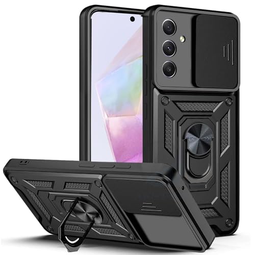 Image of Luxe Back Cover for Samsung Galaxy A35 5G / Samsung Galaxy A55 5G | D10 Tough Armor Case | Sliding Camera Shield | 360 Protection | Kickstand Ring Holder | Military-Grade Shockproof Case
