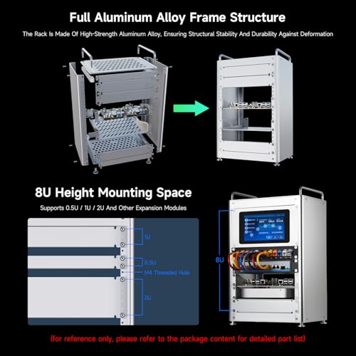 Image of Waveshare HomeRack 8U Server Cabinet Basic Kit, 10inch Desktop All Aluminum Alloy Rack, High Compatibility