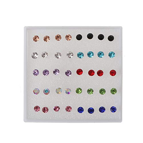 20 Pairs Colorful Faux Rhinestone Plastic Ear Studs Hypoallergenic Earrings Mixed Colors 2mm2