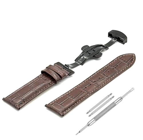 Image of Lineon 22mm Half Padded Premium Leather Mens Watch Strap with ButterFly Lock For Branded Watches Tool and Pins Include