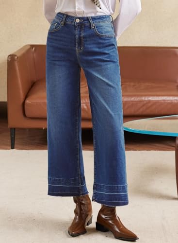 Astylish Women's High Waisted Wide Leg Jeans Trendy Straight Leg Jeans Zimbaplatinum Denim Pants4