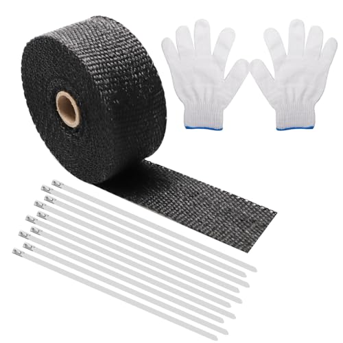 6M Hitzeschutzband Auspuff, Auspuff Dichtband mit 10Pcs Edelstahl Kabelbinder, Hitzeschutzband Auspuffbandage für Motorrad Auto Fächerkrümmer (Schwarz) 6M Hitzeschutzband Auspuff, Auspuff Dichtband mit 10Pcs Edelstahl Kabelbinder, Hitzeschutzband Auspuffbandage für Motorrad Auto Fächerkrümmer (Schwarz)