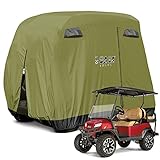 10L0L 4 Passenger Golf Cart Cover Fits EZGO, Club Car and Yamaha, 400D Waterproof with Extra PVC Coating Sunproof Dustproof Black Army Green