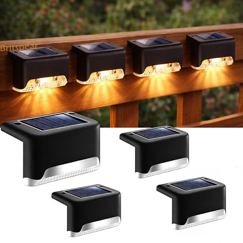 Image of BRITSPEAR Solar Light Outdoor Garden Waterproof Stair Deck Pool Patio Fence Gate Yard Floor Step Railing Balcony Sunlight for Home (12, Standard)