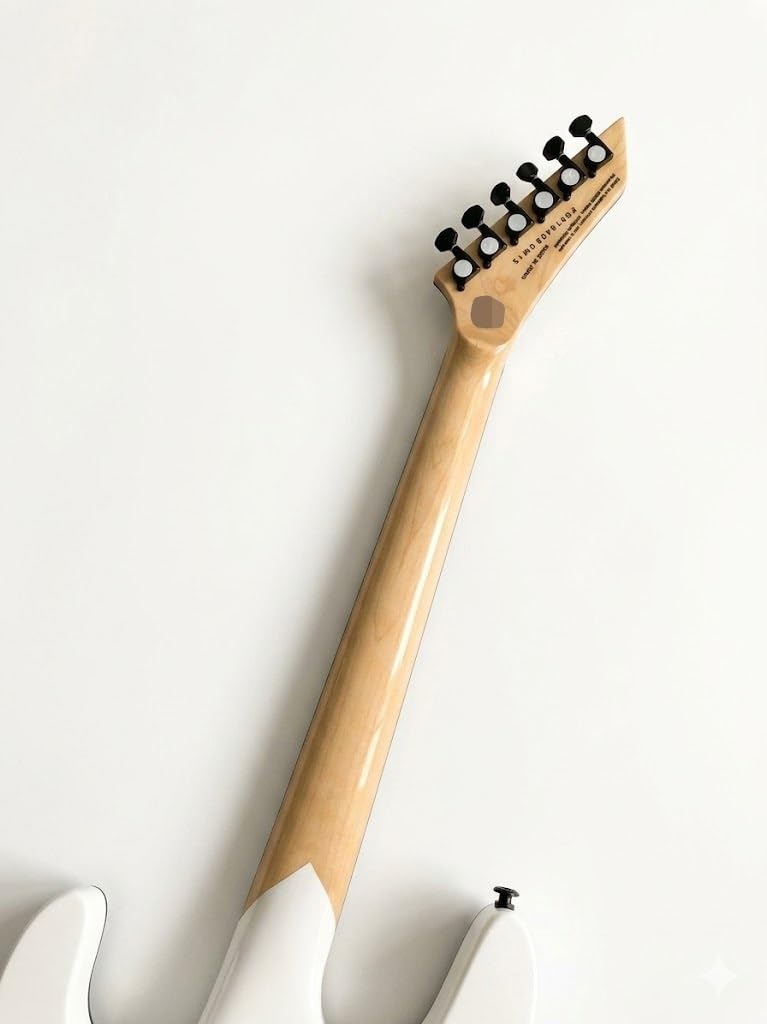 Chitarra elettrica a corpo solido, grafica White Occult Spirit Board con doppio humbucker e tremolo di bloccaggio, 6 corde a grandezza naturale for heavy metal (Guitarra Eléctrica)