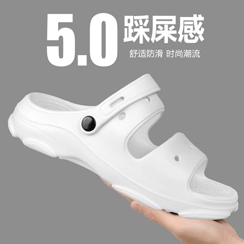 Unisex Open-Toe Adjustable Sandals Breathable Strappy Design with Quick-Dry Sole Ideal for Beach(White,10)4