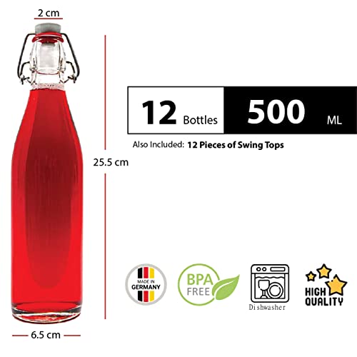casavetro 12 x 500 Swing Top Bouteilles en Verre vides Bouchon à Rabat réutilisable Rechargeable-Joint en Caoutchouc Étanche À L'air pour Le Brassage à Domicile Gin vinaigre Eau (12 x 500 ML) - Image 3