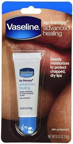 Vaseline Lip Therapy Advanced Petroleum Jelly, Skin Protectant, Travel Size .35 Oz, Pack of 12
