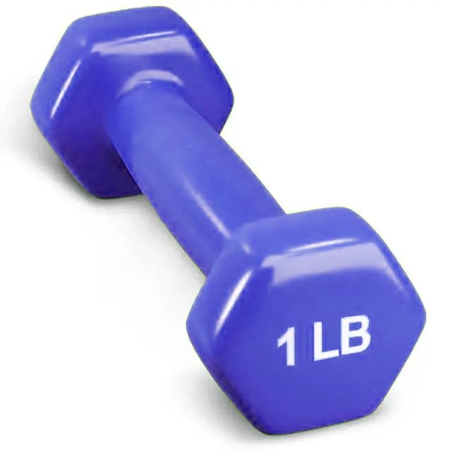 French Fitness 1 lb Colorful Hex Vinyl Dumbbell Single Durable Non-Slip Coating Color-Coded for Easy Identification Ideal for