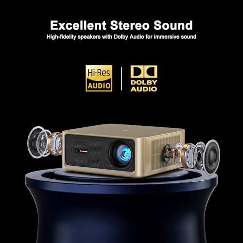 Image of HAPPRUN 2500 ANSI Lumens Outdoor Projector with Built-in Streaming Apps, 4K Decoding Resolution, Dolby Audio, WiFi 6 and Bluetooth 5.2 for Indoor and Outdoor Home Theater