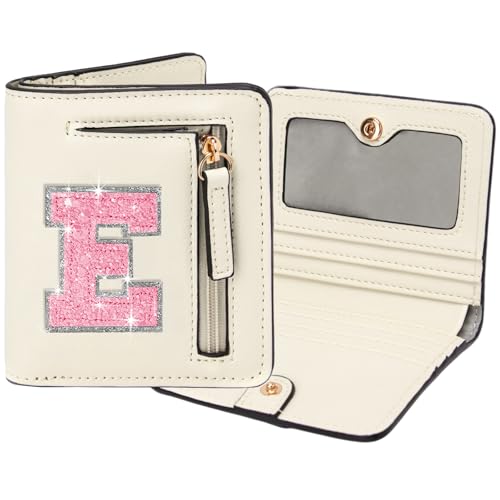 Image of Birthday Gifts for Teen Girl Kids Wallet Girl Wallets Small Initial Rfid Wallet Teen Girls Gift Preppy Stuff for Girls Beige E