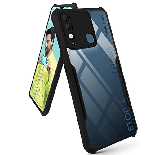 Image of Jkobi Back Cover Case for Tecno Spark 8 (Shockproof with Polycarbonate Clear Panel | Professional Black)