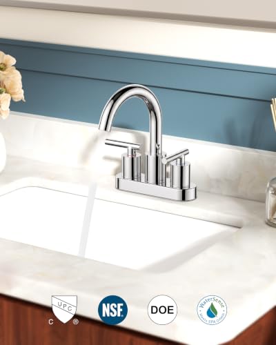 Image of FORIOUS Centerset Chrome Bathroom Faucet 4 Inch, Mirror Faucet Commercial
