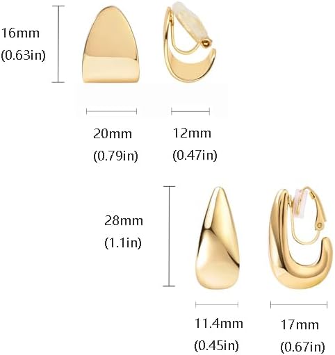 FAN&LOUIS 14K Gold Clip On Earrings for Women, Chunky Huggie Teardrop Clip-on for Non Pierced Ears - Image 5