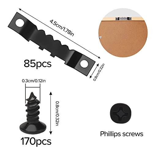 YIXISI 85 PCS Sawtooth Picture Frame Hangers + 170 PCS Screws, Sawtooth Photo Frames Holder Double Hole - Image 2