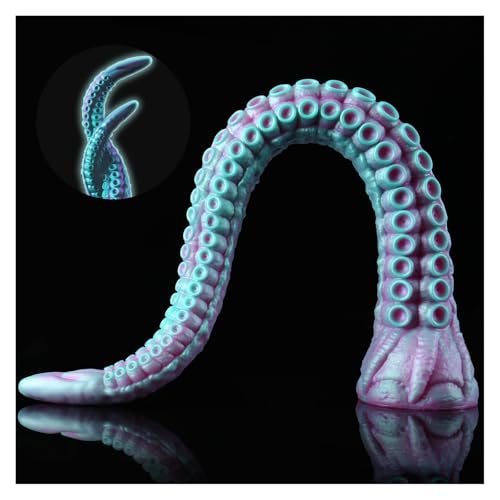 Fantasy Tentacle Dildo Sex Toys - 16 Monster Long Anal Dildos Silicone Octopus Dildo Anal Toy with Strong Suction Cup Glow in Dark Creature Dildo Huge Butt Plug for Women & Couples