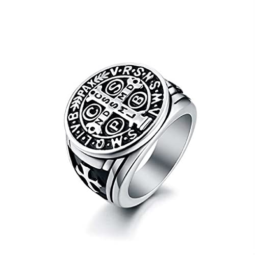 Bague croix christ religieuse catholique vintage rune jésus pour homme