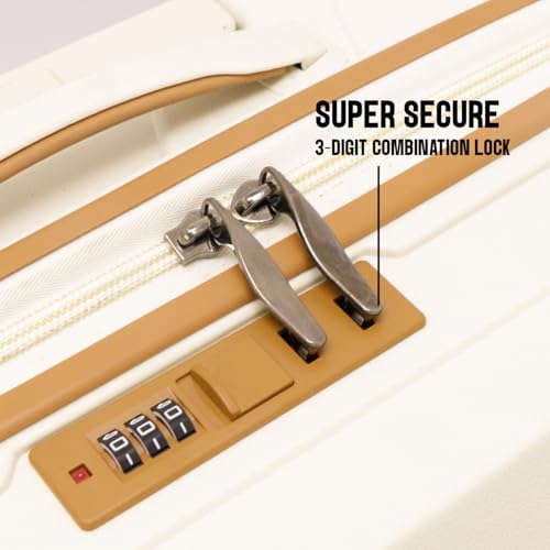 Image of Police Origine Cabin Trolley | 65L Capacity TSA Lock 8 Smooth 360 Spinner Wheels Telescopic Handle PP Hard Shell | Lightweight 20 inch Cabin Luggage for Travel & Weekend Trips (Beige /TAN)