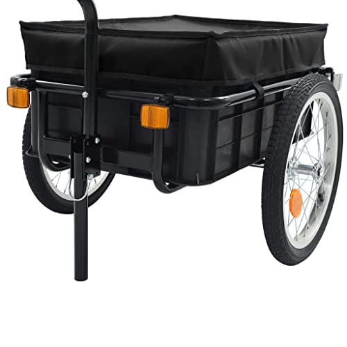 ZEYUAN Fahrradanhänger/Handwagen 155x60x83 cm Stahl Schwarz, Fahrrad Anhänger, Lastenanhänger, Handwagen, Fahrrad-lastenanhänger, Lastenfahrrad