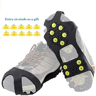 HoFire Ice Cleats, Ice Grips Traction Cleats Grippers Non-Slip Over Shoe/Boot Rubber Spikes