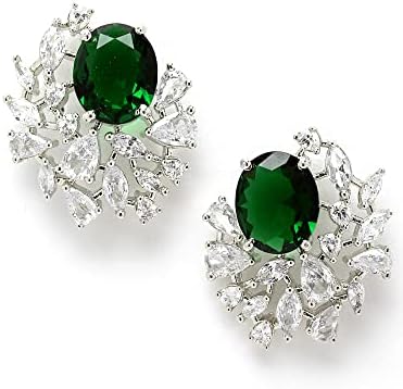 Karatcart Women Green American Diamond Stud Earrings, Free, Metal, Cubic Zirconia