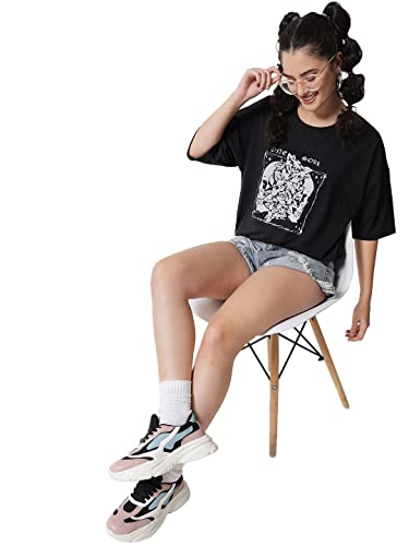Image of KOTTY Women's Oversized T-Shirts | Cotton Blend||Stylish Prints & Solids||Long Length||Loose fit