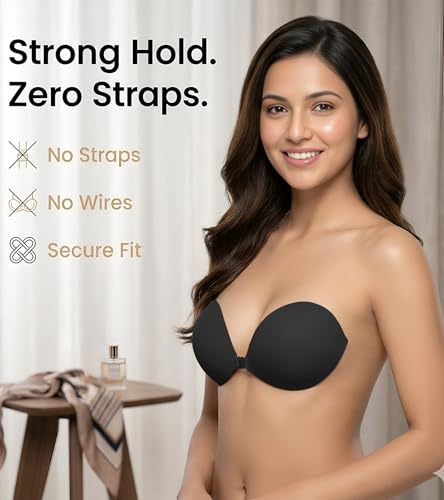 Image of Enclave Silicone Adhesive Bra for Women, Reusable Push-Up Design with Front Clasp, No-Show Fit for Strapless, Backless & Plunge Outfits