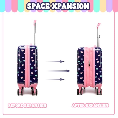 Image of Kids Luggage with Spinner Wheels Carry on Suitcases for Girls 2 Piece Luggage Sets 16 inch Toddler Suitcase for Kids Rolling Suitcase Airline Approved