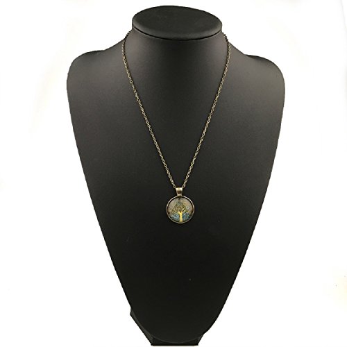 Ularmo 2015 New Hot Fashion Art Tree Glass Cabochon Bronze Necklace (A)
