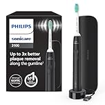 Philips Sonicare 3100 Electric Toothbrush, Sonic Toothbrush, Pressure Sensor and Timer, Travel Case, Black, HX3673/14