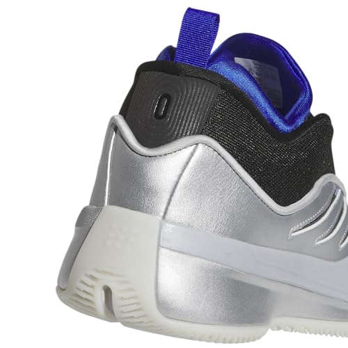 adidas Unisex Dame 9 Basketball Sneaker, Silver Metallic/Black/Lucid Blue, 13 US Men
