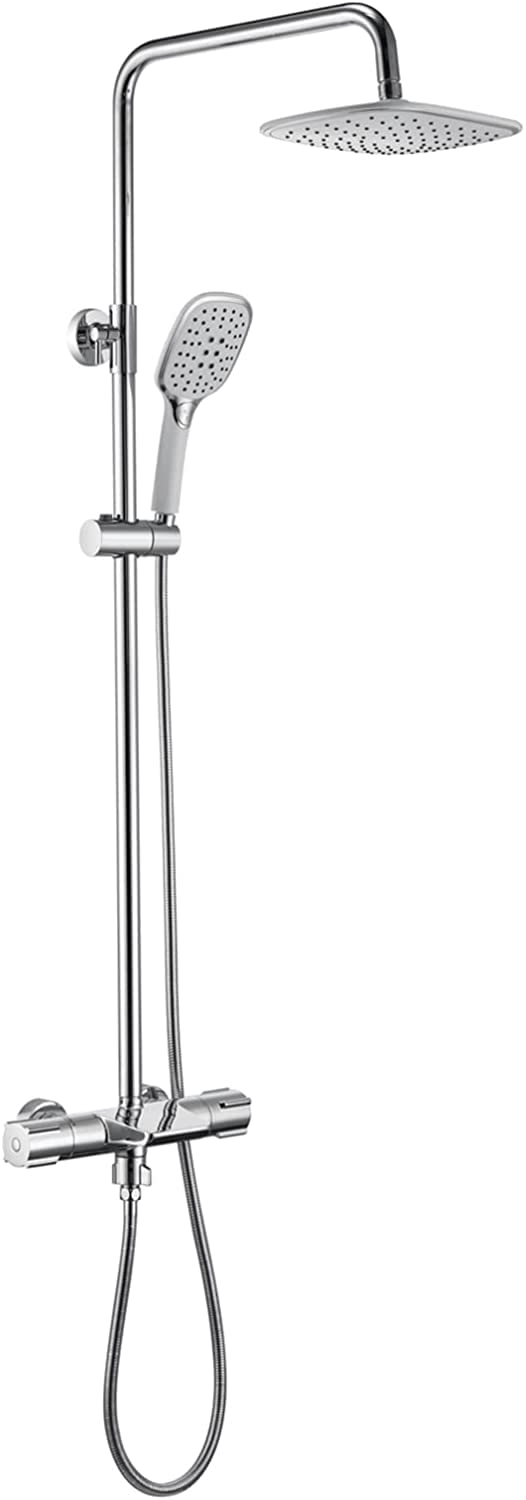 OZBMA Shower System Set with Head Hose Faucet Wall Mounted Adjustable Combo Rain and 3-Setting Handheld Shower, Waterfall Tub Spout,White (Krom A)