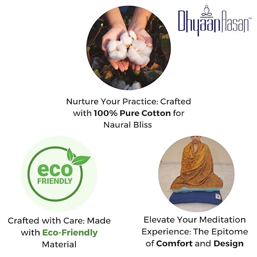 Image of Meditation Cushion for Vipassana by DhyaanAasan Awareness Series | Recommended by Old Vipassana Meditators | 100% Pure Cotton with Removable Cover - Experience Pure Comfort for Your Mindful Practice