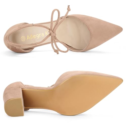 Allegra K Women's Ankle Tie Point Toe Dress Pumps4