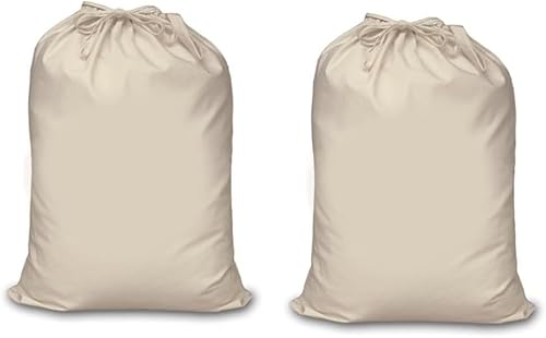 Mayatra - Bolsa de lavandería de algodón para ropa  Organizador de viaje  Bolsa ecológica de algodón 100% puro con cordón  Tamaño grande  Bolsa de
