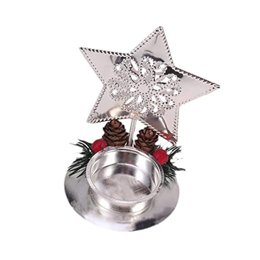 TOYANDONA Photophore de Noël en Forme d'étoile pour Bougie Chauffe-Plat Décoration de Noël Mariage Centre de Table (étoile argentée)