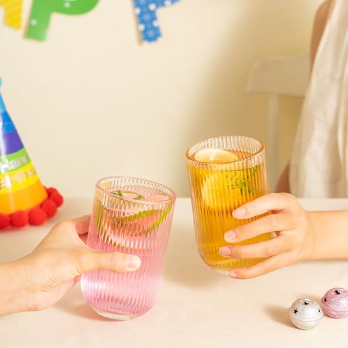 Lumkit Ribbed Drinking Glasses 8pcs, Rocks Drinking Glasses 12oz and 10oz, Tumbler Glasses Cup Set for Wedding, Party, Christmas Gift, Clear by Lumkit - Used condition - Image 7