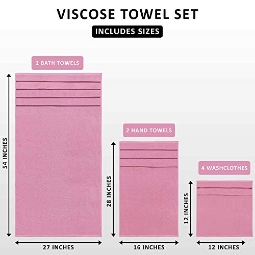 Utopia Towels Bundle Of 10 Bath Sheets & Viscose Towel Set - 2 Pack 600 Gsm Jumbo Bath Sheets - Set Of 8 Bath Linen Viscose Towels - Highly Absorbent Luxury Towels (Pink) #TOP1