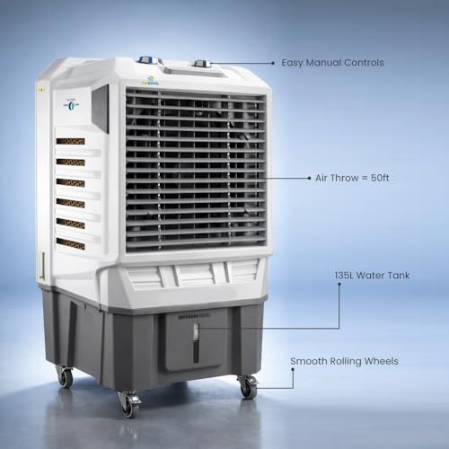 Image of DEFENDER 135L Desert Air Cooler for Room & Hall- 1 Year Warranty | Heavy-Duty Cooling with Ice Chamber | Powerful Air Throw with Honeycomb Cooling Pads | Durable ABS Body for Home, Bedroom