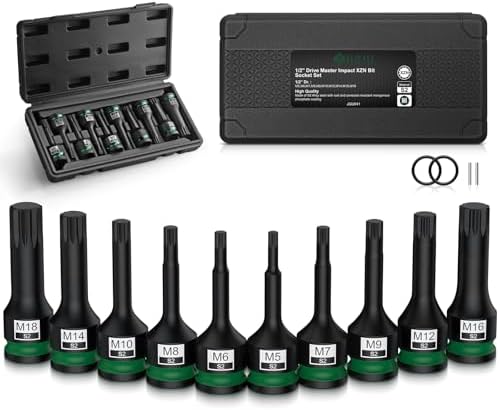 JiGiU 10PCS 1/2" Juego de Puntas de Vaso de Impacto XZN Juego de ...