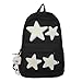 LOTUSTAR Kawaii Backpack with Cute Accessories Stars Y2K Aesthetic Backpack with Plush Pendenat Grunge 10-12 Daypack (Black)