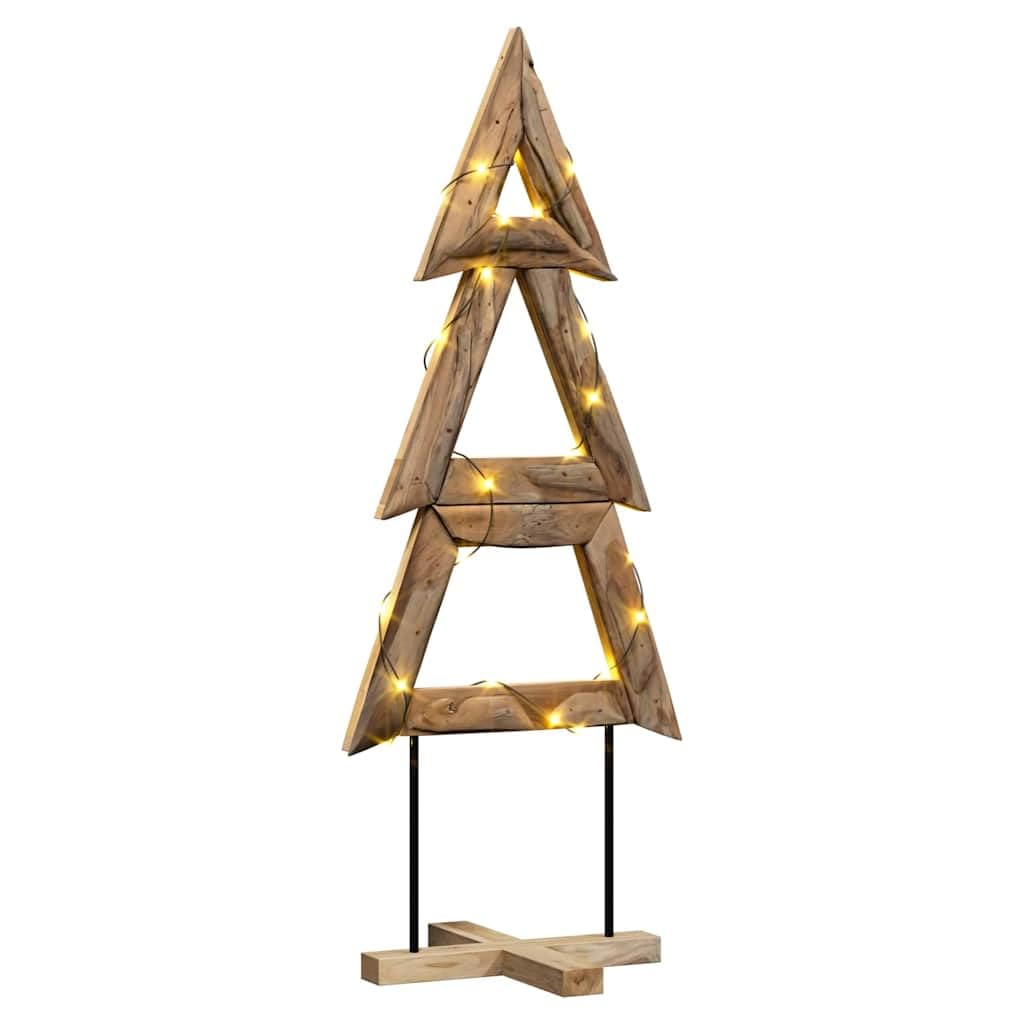 Sapin de Noël marron 149,5 cm Bois de teck | Rustique, stable, montage sans outils, intérieur et extérieur protégé