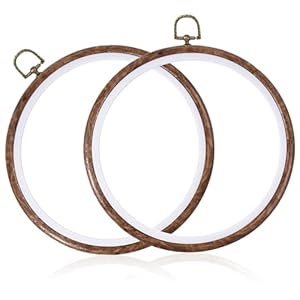 JIYIN 2 Pcs 8inch Round Embroidery Hoop, Imitated Wood Embroidery Hoop Frame Cross Stitch Hoops Embroiderys Frame for Art Craft Sewing and Hanging Ornaments Decor Display