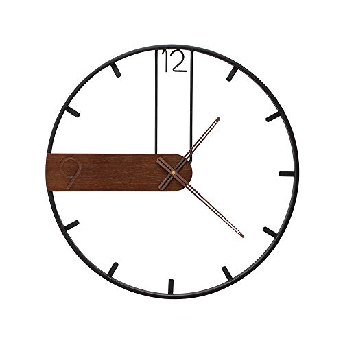 Metall-Wanduhr, Nordic Style Round Decor Wanduhr, Mute Quarz batteriebetrieben, Metallrahmen, stark und robust, für Haus, Wohnzimmer, Küche und