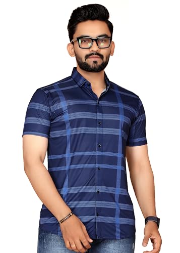 Image of FABRIPPLE Men's Printed Half Sleeve Shirt for Casual Wear | Stylish Geometric Pattern Slim Fit for Men | Summer Trendy Short Sleeve Shirt