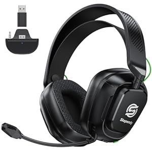 SKAPENDY 2.4GHz Wireless Gaming Headset for Xbox Series X|S, Xbox One, Xbox 360, PS5/4, PC, Low-Latency Bluetooth Gaming Headphones with Stereo Sound, Rotatable Earmuffs & Noise Canceling Microphone, 50+Hr Battery