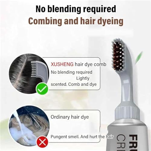 Miniatura 3 de Crema de teñido de frutas negras, tinte natural para el cabello, crema de teñido de frutas negras con peine, unisex (negro)